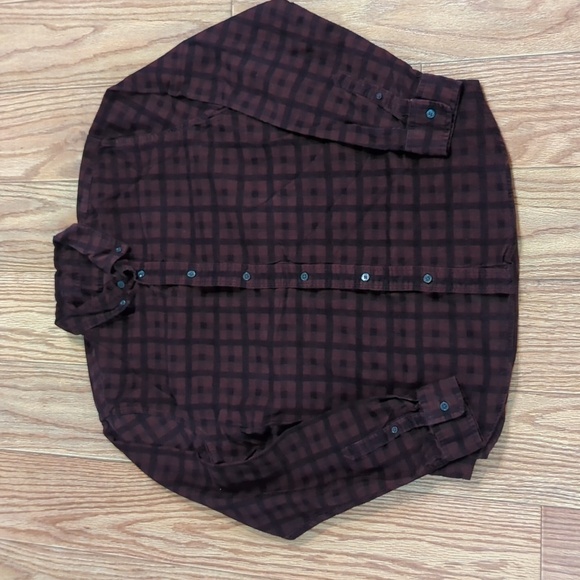 Slate & Stone deep purple and black corduroy 100% cotton button-down shirt, L - Picture 1 of 5